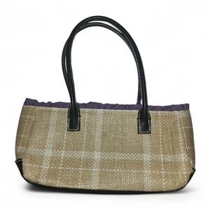 VICTORIA'S SECRET Top Handle Purple Ruffle Straw Purse